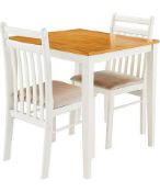 (P) RRP £199.00. Synergy House Furniture Southwold Dining Table 2 Chairs Ivory / Oak (XK054). (2 Bo