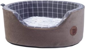 (4G) 4x Items. 1x Pet Face Foam Oval Pet Bed Grey Check Large. 1x Scruffs Windsor Charcoal Pet Bed