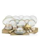 (4O) RRP £150. 1x 50 Piece Christmas Box Dinner Set Gold Sparkle (XY5627)