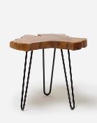 (5B) 3x Items. 1x Wood Slice Side Table Teak IX6405/01 (50x50x45cm). 1x Covered Single Wardrobe Sto