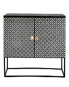 (P) RRP £539. Aaliyah Drinks Cabinet Monochrome (IX405). H.90 x W.90 x D.40cm. Part Of At Home Luxe