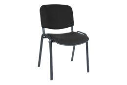 (4G) 4x Black Metal Frame & Facric Stackable Chair. (All Units Appear As New)