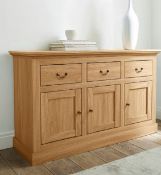 (P) RRP £309. Ashford 3 Door 3 Drawer Sideboard Oak Effect (IX209PS). (H.73 x W.120 x D.40cm). Draw