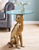(4I) RRP £179. Leopard Side Table - Antique Gold. (IX175). New Item