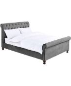 (P) RRP £299.00. Kingsley Fabric Bedstead Pewter King Size (OP32403). 3x Boxes In Lot.