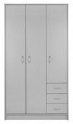 (P) RRP £199. Darwen 3 Door 3 Drawer Wardrobe (XK945). Wardrobe: H.180 x W.99 x D.50cm. Drawer dime