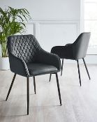 (5J) RRP £159. 2x Morgan Dining Chairs Charcoal / Black. (ZU2040) H.92 x W.54 x D.52 cm. Height fro