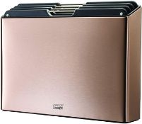 (5C) RRP £80. Joseph Joseph Folio Steel. Set Of 4 Chopping Boards With Rose Gold Stainless Steel Ca