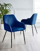 (5K) 4x Items. 3x Morgan Arm Dining Chair Navy / Black RRP £262.50 (ZU208PS) H.92 x W.54 x D.52 c