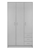 (P) RRP £199. Darwen 3 Door 3 Drawer Wardrobe (XK945). Wardrobe: H.180 x W.99 x D.50cm. Drawer dime