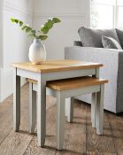 (4K) RRP £159. Norfolk 2 Tones Nest Of Tables – Grey Oak. (XK696)