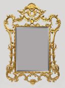 Ornately Hand Carved Giltwood Bevelled Glass Mirror
