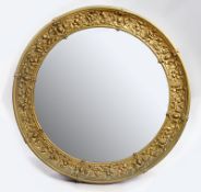 French 19th c. Gilt Brass 3ft Circular Mirror