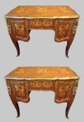 Pair of Louis XV Style Kingwood & Marquetry Brass Bound Desks