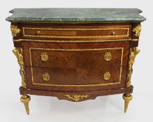 French Marble Topped Bow Fronted Commode with Gilt Metal Mounts