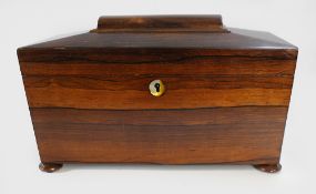 Regency Rosewood Sarcophagus Shaped Tea Caddy Box
