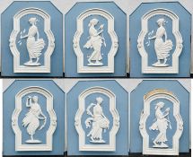 Set of 6 Large Adam Style Plaster Plaques