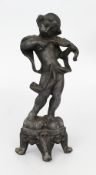 Small Heavy Pewter Cherub Playing Violin Statue