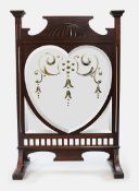 Late Victorian Art Nouveau Style Engraved Mirrored Fire Screen