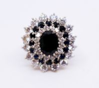 Decorative Sapphire & Diamond Style 9ct Gold Ring