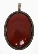 Large Agate Brooch Set in Silver