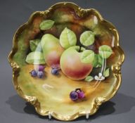 Coalport Hand Painted Fruit Cabinet Plate by Gidman