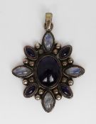Indian Silver Gemstone Set Brooch