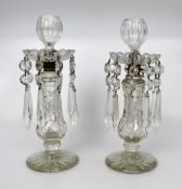Pair of Antique Cut Glass Lustres