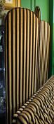 Large Three Fold Gold Striped Upholstered Screen Room Divider