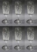 Set of 6 Tudor Crystal Burleigh Cut Flutes