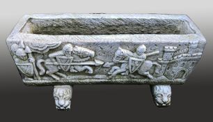 Heavy Arthurian Style Stone Trough Planter On Feet