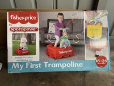 Fisher Price My First Toddler Outdoor Trampoline with Handlebars. RRP £44.99 - Grade U