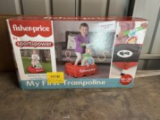 Fisher Price My First Toddler Outdoor Trampoline with Handlebars. RRP £44.99 - Grade U