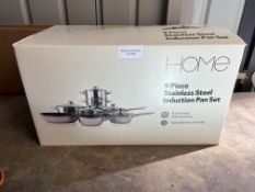 Home 9 Piece Stainless Steel Induction Pan Set. RRP £85.00 - Grade U