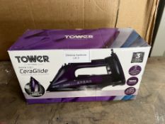 Tower T22008 CeraGlide Cordless Steam Iron. RRP £29.99 - GRADE U