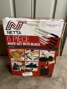 NETTA Kitchen Knife Set with Block Ð 6 Piece Stainless Steel Including Bloc. RRP £21.99 - Grade U