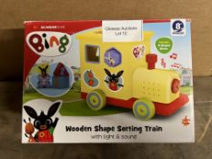 Bing Wooden Shape Sorter with Light and Sound Train. RRP £20.00 - GRADE U