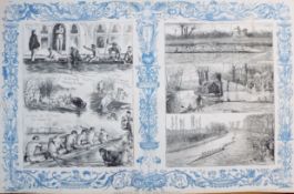 Aquatics at the Universities Rare Antique 1875 Wood Engraved Print