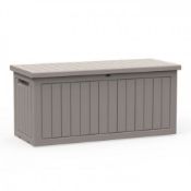 (5L) RRP £300. Royalcraft Deluxe Waterproof Storage Box With Double Gas Lift Grey. (A-SB285-GREY) .