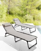 (2G) Lot RRP £218. 4x Zero Gravity Sun Lounger Grey (OS6741/01) RRP £109 (Per Pair). All Units App
