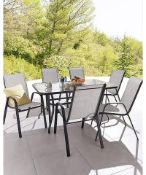 (R3) RRP £599. Malaga 6 Seater Dining Set Grey (FW0460/01)
