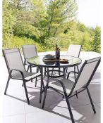 (R3) RRP £319. Malaga 3 Seater Dining Set Grey (FW0473/01) . Please Note Only 3x Chairs In Lot – P