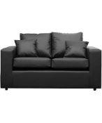 (P) RRP £249. Alicante Faux Leather Black 2 Seater Sofa With 2x Cushions (NG9452/01). Approx W142x
