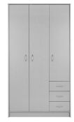 (P) RRP £179.00. Darwen 3 Door 3 Drawer Wardrobe Grey (XK9456/04)