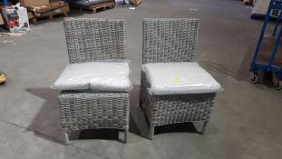(R3) 2x Rattan Chair Grey With Cushion