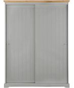 (P) RRP £369. Hampton Sliding Wardrobe Ivory / Oak Effect (EH5907/02) . 3x Boxes In Lot.