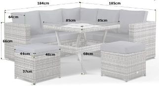 The Florida Corner Sofa & Dining Set in Multi Grey All Weather Rattan The Florida Corner Dining