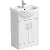 Freestanding gloss white vanity unit 550mm. Unit only