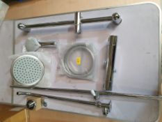 Thermostatic Bar Valve With Riser Rail, Exposed chrome Pipe, Large Fixed Shower Head, Hand Shower &
