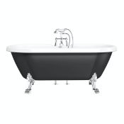 Shakespear Gloss Black Finished, 1700 x 700mm Double Ended Traditional Roll Top Bath. RBSHAHY921. E